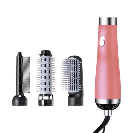 4 in 1 Hot Air Hair Brush, Comb, Hair Dryer, Straightener & Curler Pink