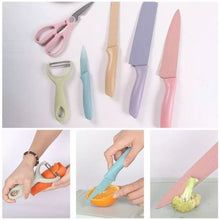 Load image into Gallery viewer, 6 Piece Stainless Steel Kitchen Knife Set Colorful Sharp Blade IB-3
