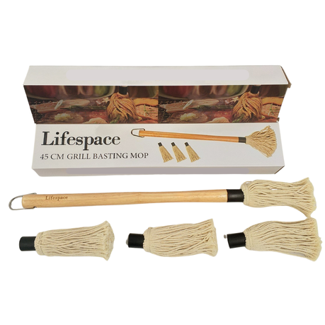 Lifespace 45cm BBQ braai basting mop brush with 3 spare heads Buy Online in Zimbabwe thedailysale.shop