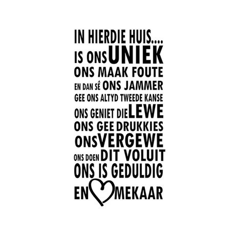 Fantastick - In Hierdie Huis Vinyl Wall Poetry Buy Online in Zimbabwe thedailysale.shop