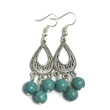SilverBox Jewellery Handmade Torquoise Chandelier earrings Buy Online in Zimbabwe thedailysale.shop