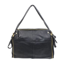 Load image into Gallery viewer, Blackcherry Multi Zip Barrel Tote-Black
