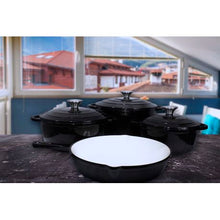 Load image into Gallery viewer, 7 Piece Authentic Cast Iron Dutch Oven Cookware Pot Set - Black
