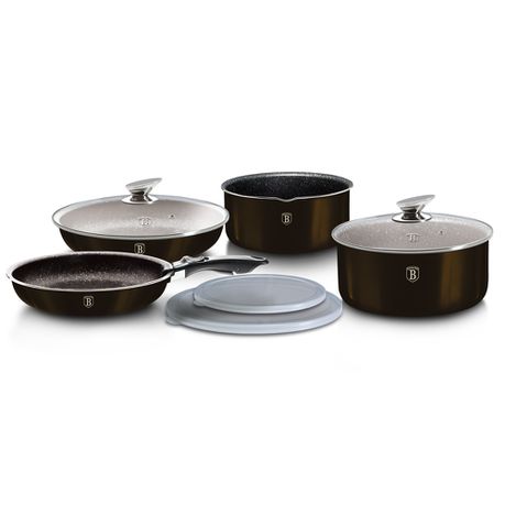 Berlinger Haus 9-Piece Marble Coating Smart Lid Cookware Set - Shiny Black Buy Online in Zimbabwe thedailysale.shop