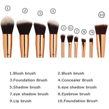 Load image into Gallery viewer, 10 Piece Marble Style Professional Makeup Brush Cosmetic Set - Black
