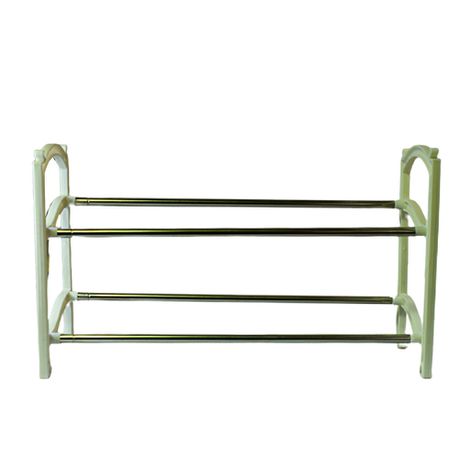 2-Tier Expandable Shoe Organizer Rack-White Buy Online in Zimbabwe thedailysale.shop