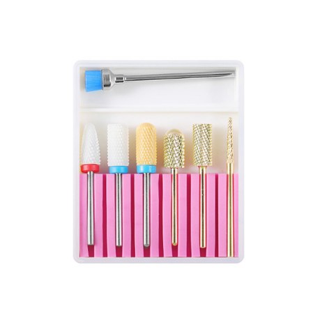 6 Piece Manicure Drill Bit Set and Cleaning Brush - Ceramic & Gold Buy Online in Zimbabwe thedailysale.shop