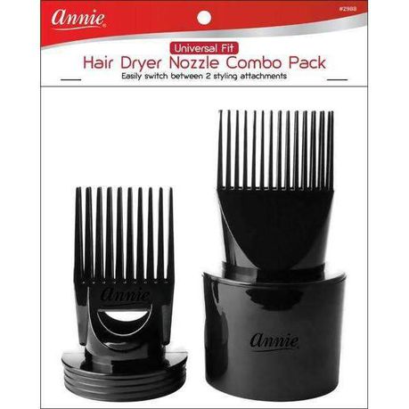 ANN02988 - Annie - Universal Fit Hair Dryer Nozzle Combo Pack Black -2 Pack Buy Online in Zimbabwe thedailysale.shop