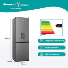 Load image into Gallery viewer, Hisense-305L Bottom Freezer Fridge with Water Dispenser-Inox
