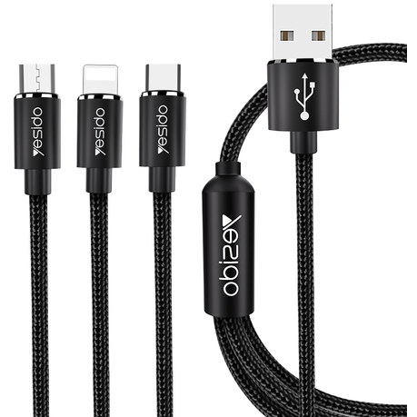 Nylon Braided 3-in-1 Lightning, Micro & Type-C Charger Cable - 1.2m - CA60 Buy Online in Zimbabwe thedailysale.shop