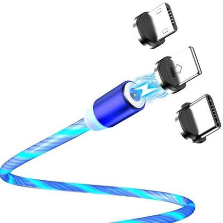 Cell Phone Charging Cable USB 3 IN 1 Glow-in-the-dark - Blue Buy Online in Zimbabwe thedailysale.shop