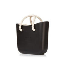 Load image into Gallery viewer, Original Magpie Black Tote Bag With Beige Inner And Rope Handles
