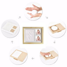 Load image into Gallery viewer, DIY Baby Handprint &amp; Footprint with Wooden Photo Frame and Mould Kit - Wood
