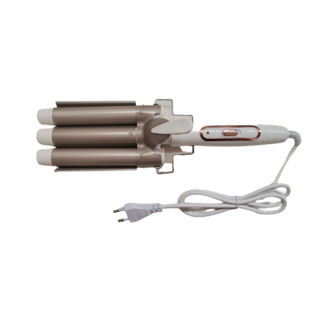 Beige /Gold Hair Curling Iron 3 Barrel Ceramic Wand Curler Buy Online in Zimbabwe thedailysale.shop