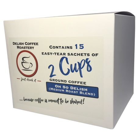 Delish Coffee Roastery - 15 Sachets of 2 Cups Ground Coffee - Medium Roast Buy Online in Zimbabwe thedailysale.shop