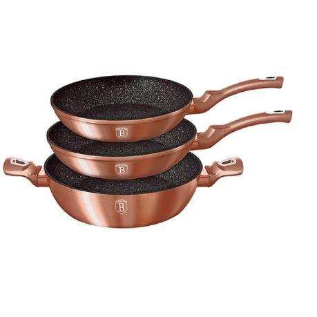 Berlinger Haus 3-Piece Marble Coating Cookware Set - Rose Gold