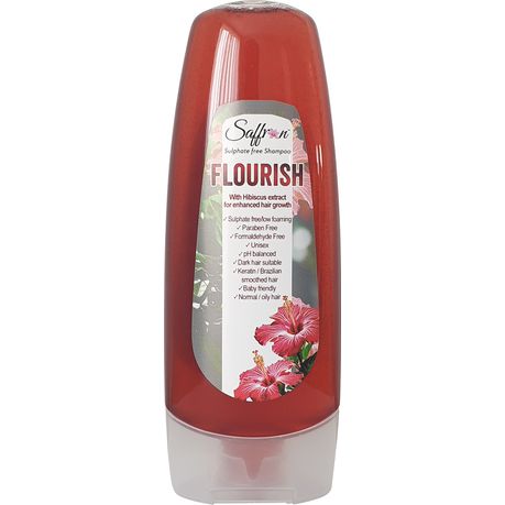 Saffron Flourish Sulphate free shampoo with Hibiscus extract Buy Online in Zimbabwe thedailysale.shop