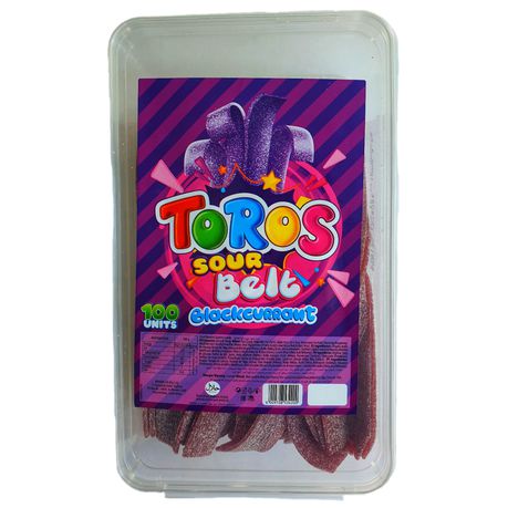 Toros - Black Currant Sour Strips/Belt - (1Kg/100 Pieces.) Buy Online in Zimbabwe thedailysale.shop
