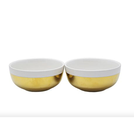 Set of 2 White and Gold Dipping Bowls