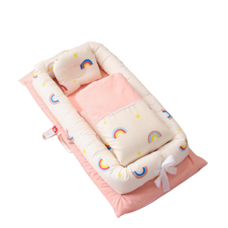 Baby Crib Bassinet Bed - Pink/White