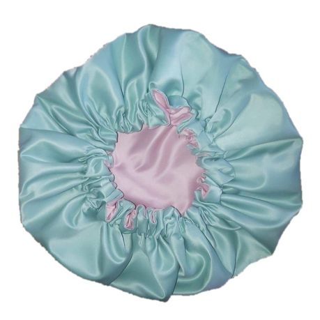 Lime Green and Pink Wide Comfortable Reversible Duchess Satin Bonnet