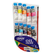 Load image into Gallery viewer, 10 Oil Colours with Brush in a Container (10ml)
