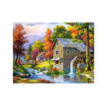 Load image into Gallery viewer, Diamond Painting DIY Kit, Round diamonds, 40x30cm- Cabin in the Forest
