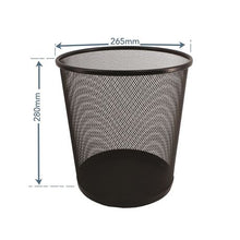 Load image into Gallery viewer, SDS: M900 Wire Mesh Metal Round Waste Bin Black
