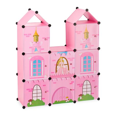 Portable Princess Castle Modular Wardrobe Storage Organizer For Kids-Pink