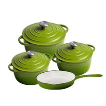 Load image into Gallery viewer, DH - 7 Piece Authentic Dutch Oven Cookware Cast Iron Pot Set - Forest Green
