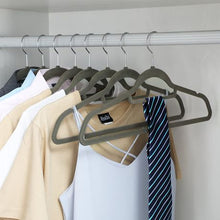 Load image into Gallery viewer, Greenlane Gear 50 pack Grey Non-Slip Velvet Space Saver Flocked Hangers
