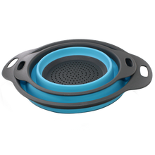Load image into Gallery viewer, Smart Living Easy-Stack 2 Piece Collapsible Colander &amp; Strainer Set - Blue
