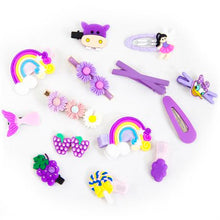 Load image into Gallery viewer, 14 Piece Baby Hair Accessories Set Cute Girls Hairpin Clips Bows Box Purple
