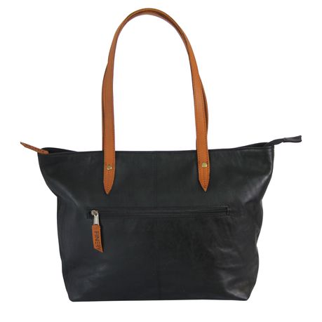 Finery Genuine Leather Shopper Bag - Black & Toffee Buy Online in Zimbabwe thedailysale.shop