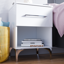 Load image into Gallery viewer, BAM! High Gloss White One Drawer Bedside/Nightstand
