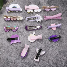 Load image into Gallery viewer, 14 Piece Baby Hair Accessories Set Cute Girls Hairpin Clips Bows Box Purple
