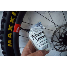 Load image into Gallery viewer, Peaty's Tubeless Sealant - Bike Tyre Liquid Sealant - 120ml Trail Pouch
