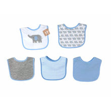Load image into Gallery viewer, Baby Bib Set 5 Piece - Blue Elephant
