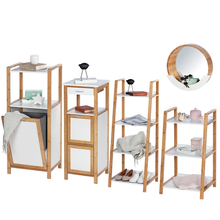 Load image into Gallery viewer, Wenko - Finja Shelf Unit W/ Laundry Basket - Bamboo
