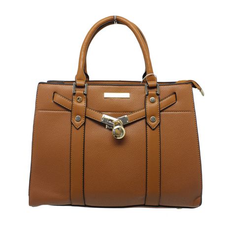 Blackcherry Structured Lock Tote-Tan Buy Online in Zimbabwe thedailysale.shop