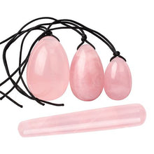 Load image into Gallery viewer, 3 x Rose Quartz Yoni Eggs With Yoni Wand

