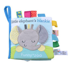 Load image into Gallery viewer, Soft Baby Label Cloth Book - Little Elephant's Blankie

