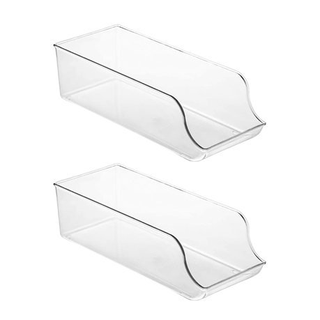 Pack of 2 Plastic Fridge and Pantry Storage Trays for Cans and Tins