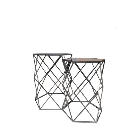 HOUSTON CAVE SIDE TABLE SET / SHI8-ST2- Silver
