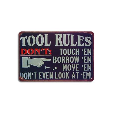 Retro Vintage Decorative Wall Metal Plate Sign - Tool Rules Buy Online in Zimbabwe thedailysale.shop
