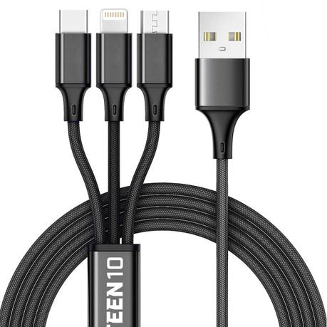3-in-1 1.2M USB Charging Cable (Type-C /Micro USB /Lightning) - 3 Pack Buy Online in Zimbabwe thedailysale.shop