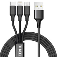 Load image into Gallery viewer, 3-in-1 1.2M USB Charging Cable (Type-C /Micro USB /Lightning) - 3 Pack
