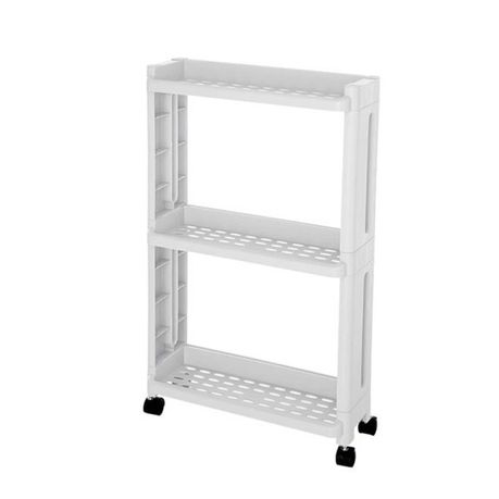 3-Tier Storage Layer Rack Shelf With Wheels For Kitchen/Bathroom-White Buy Online in Zimbabwe thedailysale.shop