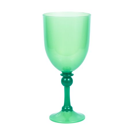 Wine Glass - Long Stem - Plastic - Emerald Green - 6 Pack