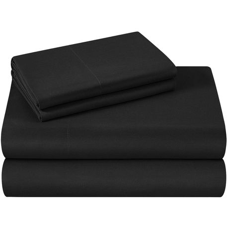 Wrinkle Resistant Super King Sheet Set Black 4 Piece Bedding Buy Online in Zimbabwe thedailysale.shop